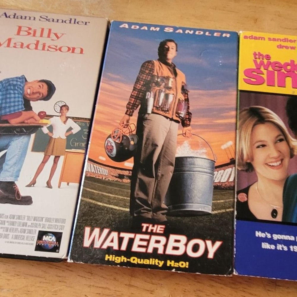 Set of 3 Adam Sandler VHS - Water Boy - Wedding Singer - Billy Madison